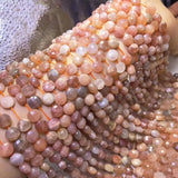 Colorful Sunstone Coin Faceted Loose Beads 6/8mm 14 inch