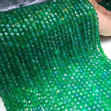 Green Agate Faceted Square Loose Beads 4-5mm 14inch