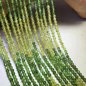 Green/Yellow Apatite Faceted Round Loose Beads 3/4mm 14" Necklace