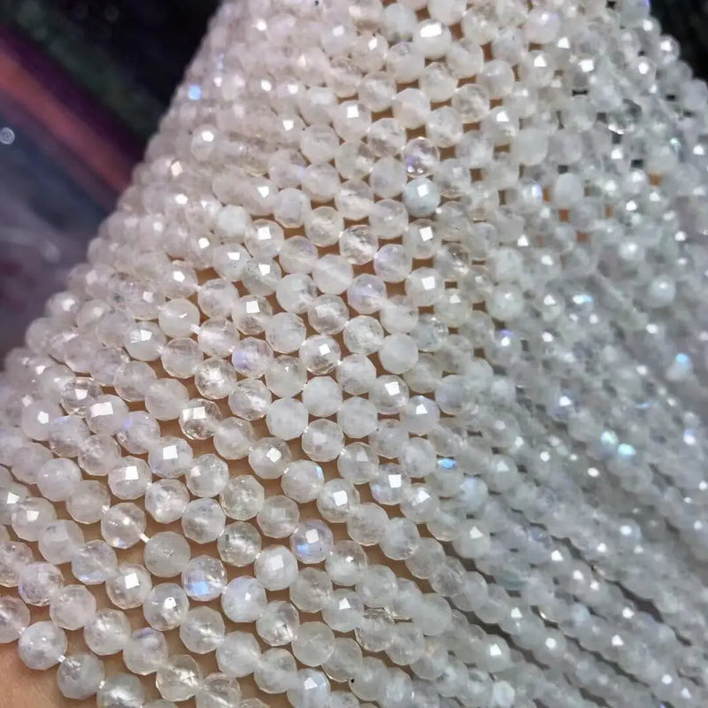 Moonstone AA Round Faceted 6.5mm Loose Beads for DIY Jewelry