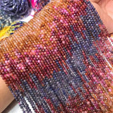 Multicolor Pink Sapphire/Red Ruby Round Faceted Loose Beads 2.5mm