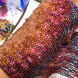 Multicolor Pink Sapphire/Red Ruby Round Faceted Loose Beads 2.5mm