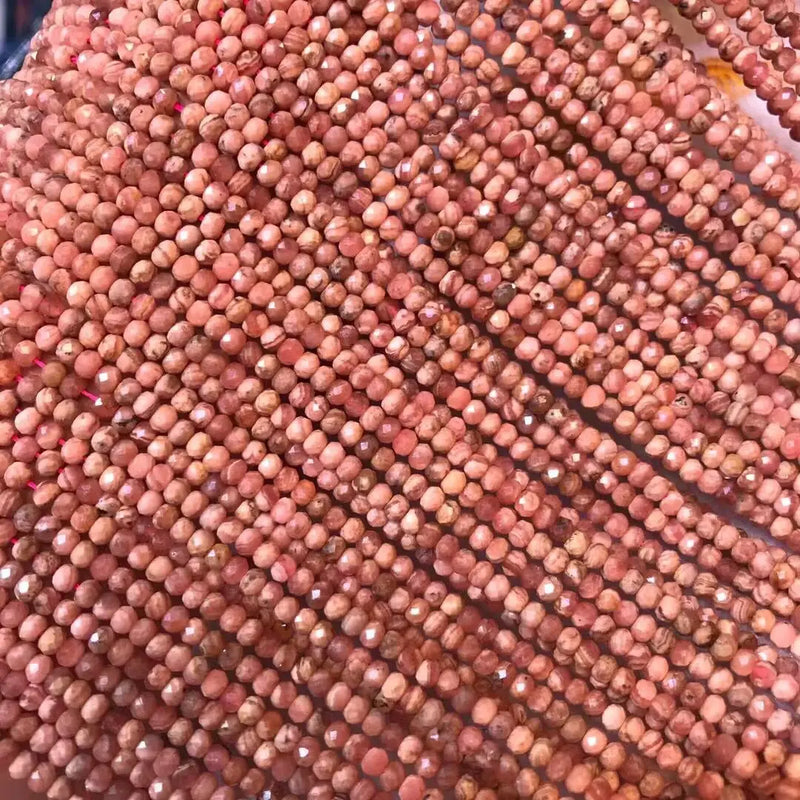 Pink Rhodochrosite Loose Beads 3-4mm Rondelle Faceted