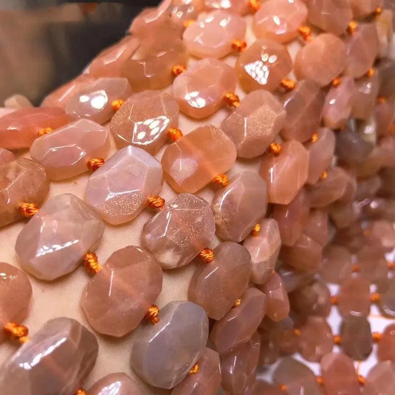 Pink Sunstone Flat Square Beads 12*15mm DIY Jewelry Necklace