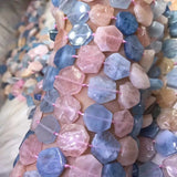 Morganite Loose Beads Flat Faceted 15mm Pink DIY Jewelry Necklace