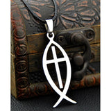 12 pcs Stainless Steel Jesus Fish Pendants Necklaces ST03-1