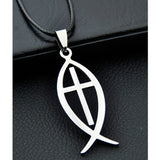 12 pcs Stainless Steel Jesus Fish Pendants Necklaces ST03-1