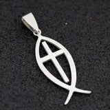 12 pcs Stainless Steel Jesus Fish Pendants Necklaces ST03-1
