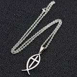12 pcs Stainless Steel Jesus Fish Pendants Necklaces ST03-1
