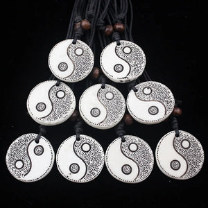 12pcs Yin Yang Pendants Necklaces Rope Adjustable Amulets MN261