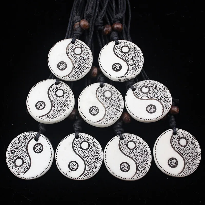 12pcs Yin Yang Pendants Necklaces Rope Adjustable Amulets MN261