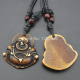 12pcs Bone Carved Maitreya Buddha Pendants Necklace Amulet YN477