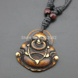 12pcs Bone Carved Maitreya Buddha Pendants Necklace Amulet YN477