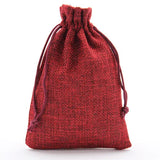 10pcs Wine Red Fabric Jewelry Bag 10x14cm Burlap Gift Drawstring Hessian Wedding
