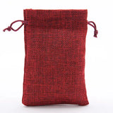 10pcs Wine Red Fabric Jewelry Bag 10x14cm Burlap Gift Drawstring Hessian Wedding
