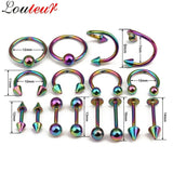 16pcs Spiral Nose Rings Earrings Stud Tragus Piercing 316L Stainless Steel