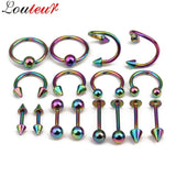 16pcs Spiral Nose Rings Earrings Stud Tragus Piercing 316L Stainless Steel