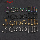 16pcs Spiral Nose Rings Earrings Stud Tragus Piercing 316L Stainless Steel