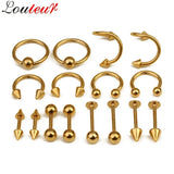 16pcs Spiral Nose Rings Earrings Stud Tragus Piercing 316L Stainless Steel