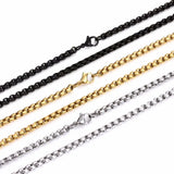 Stainless Steel Chain Necklace 4mm Wide Lobster Clasp
