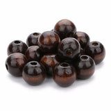 40pcs 14/18mm Natural Wooden Beads Deep Brown