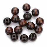 40pcs 14/18mm Natural Wooden Beads Deep Brown