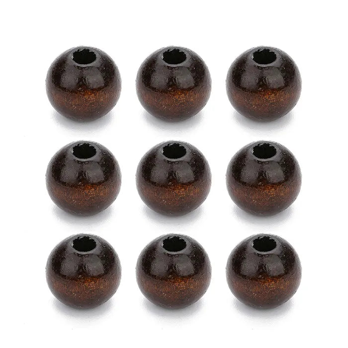 40pcs 14/18mm Natural Wooden Beads Deep Brown