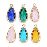 6 Colors Birthstone Natural Stone Pendant Water Drop Glass Crystal