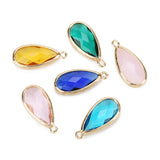 6 Colors Birthstone Natural Stone Pendant Water Drop Glass Crystal