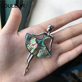Romantic Multicolor Women Dancer Natural Abalone Bobe Shell Pendant