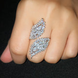 LOUMISS Leaf Wedding Rings Micro Pave CZ Zircon Romantic Jewelry