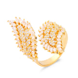 LOUMISS Leaf Wedding Rings Micro Pave CZ Zircon Romantic Jewelry