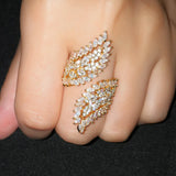 LOUMISS Leaf Wedding Rings Micro Pave CZ Zircon Romantic Jewelry