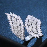 LOUMISS Leaf Wedding Rings Micro Pave CZ Zircon Romantic Jewelry