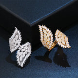 LOUMISS Leaf Wedding Rings Micro Pave CZ Zircon Romantic Jewelry