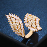 LOUMISS Leaf Wedding Rings Micro Pave CZ Zircon Romantic Jewelry