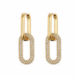Geometric Oval Rectangle Hoop Earrings For Women Zircon Wedding Jewelry