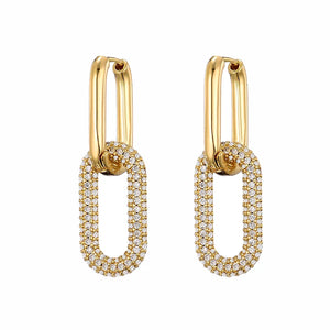 Geometric Oval Rectangle Hoop Earrings For Women Zircon Wedding Jewelry