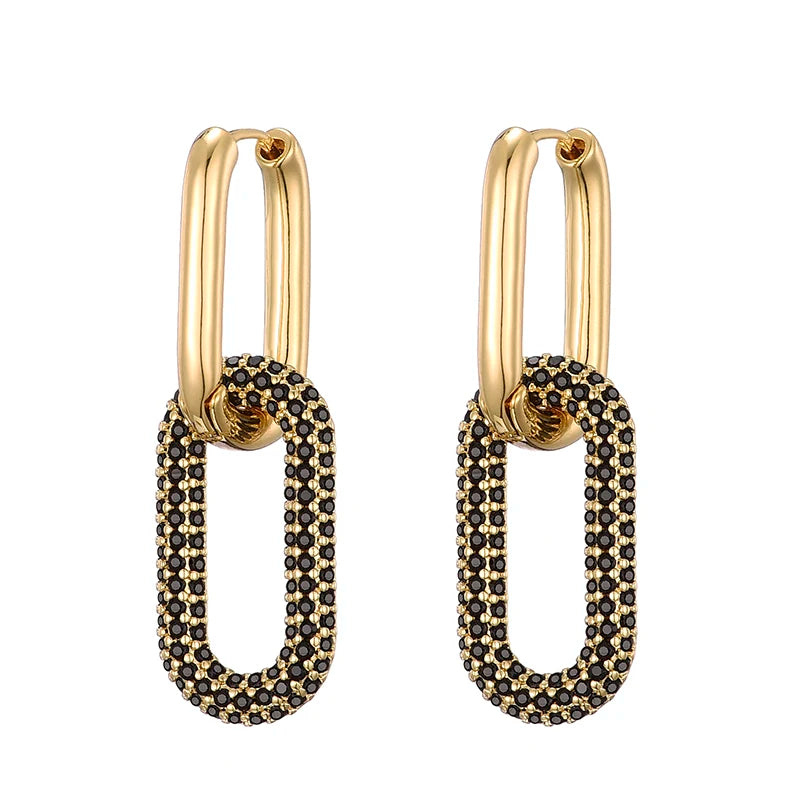 Geometric Oval Rectangle Hoop Earrings For Women Zircon Wedding Jewelry