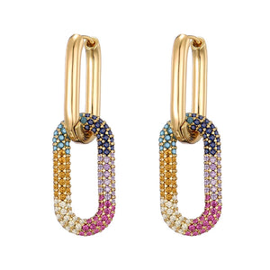 Geometric Oval Rectangle Hoop Earrings For Women Zircon Wedding Jewelry