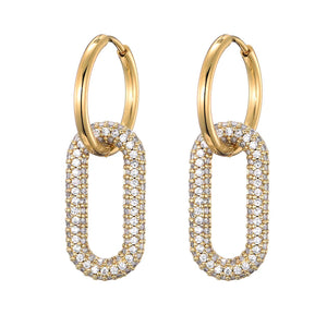 Stainless Steel Hoop Earrings Zirconia Copper Ear Clasp Jewelry