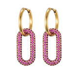 Stainless Steel Hoop Earrings Zirconia Copper Ear Clasp Jewelry