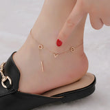 LOVE Letter Anklet 18KGP Rose Stainless Steel Charm Jewelry
