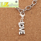 LOVE Letter Lobster Claw Charm Beads Tibetan Silver 7.8x34.8mm 20Pcs