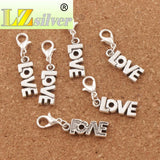 LOVE Letter Lobster Claw Charm Beads Tibetan Silver 7.8x34.8mm 20Pcs
