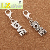 LOVE Letter Lobster Claw Charm Beads Tibetan Silver 7.8x34.8mm 20Pcs