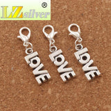 LOVE Letter Lobster Claw Charm Beads Tibetan Silver 7.8x34.8mm 20Pcs