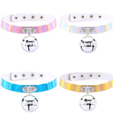 Punk Laser Leather Heart Choker Bell Necklace