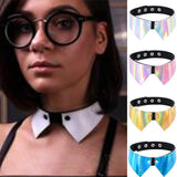 Punk Laser Leather Heart Choker Bell Necklace