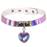 Heart Chokers for Women, Laser Leather Necklaces